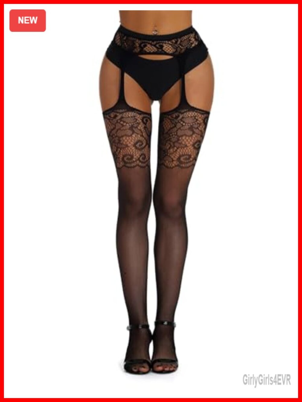 Fishnet Suspender Tights Crotchless Floral Lace High Stretch Pantyhose